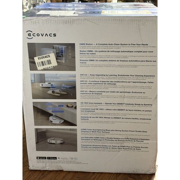 ECOVACS DEEBOT T10 OMNI Robotic Vacuum Cleaner - White New - Open Box - Picture 2 of 2